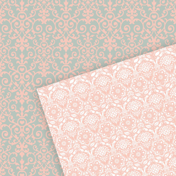 Toile Patterns:Pink, Blue, Ivory Toile Digital Scrapbook Paper