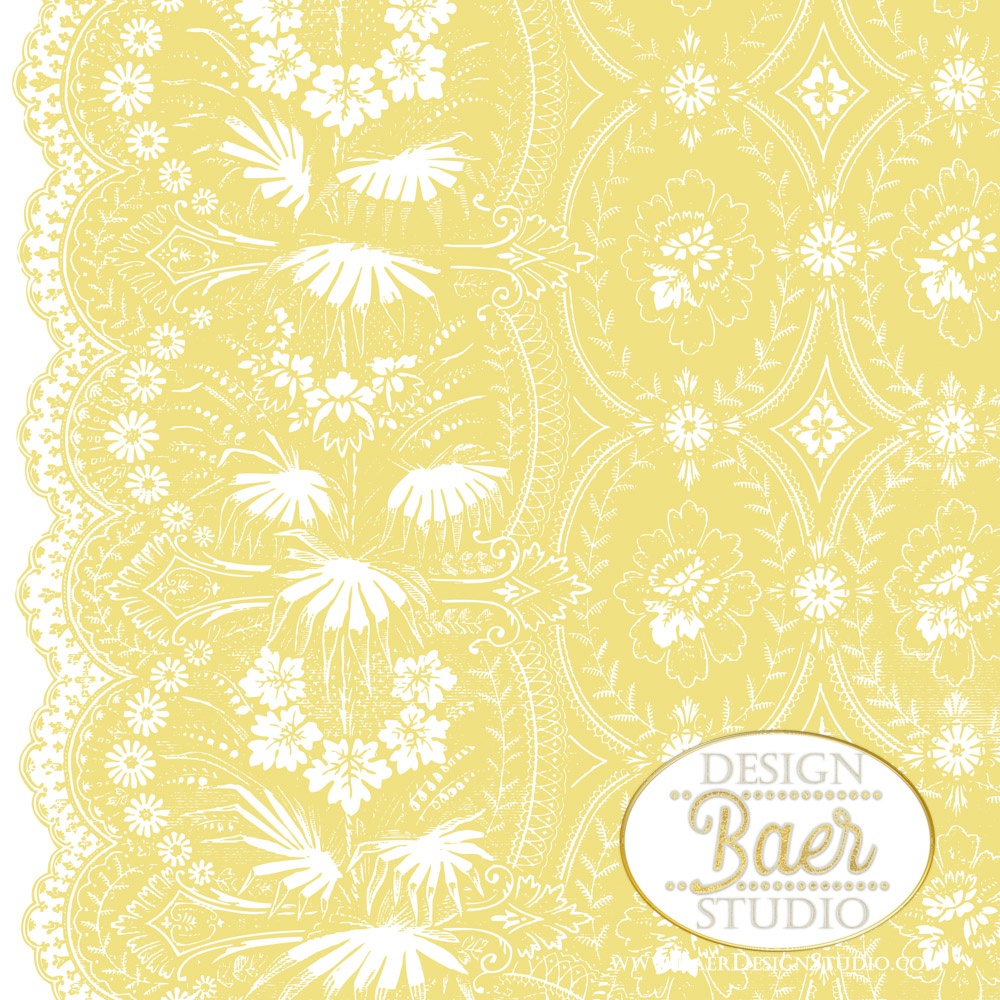 Yellow and Black Floral Paper, Digital Scrapbook Paper, Shabby