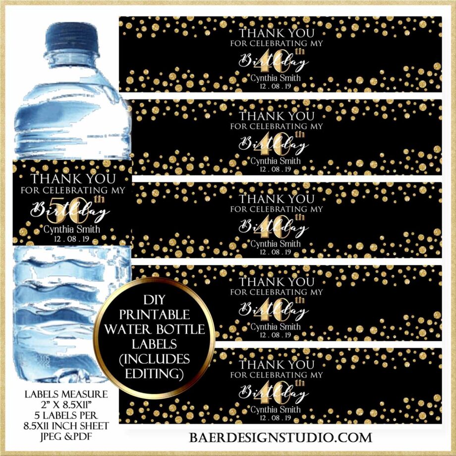 DIY Printable Water Bottle Labels 1, 2, 3 EASY - Baer Design Studio