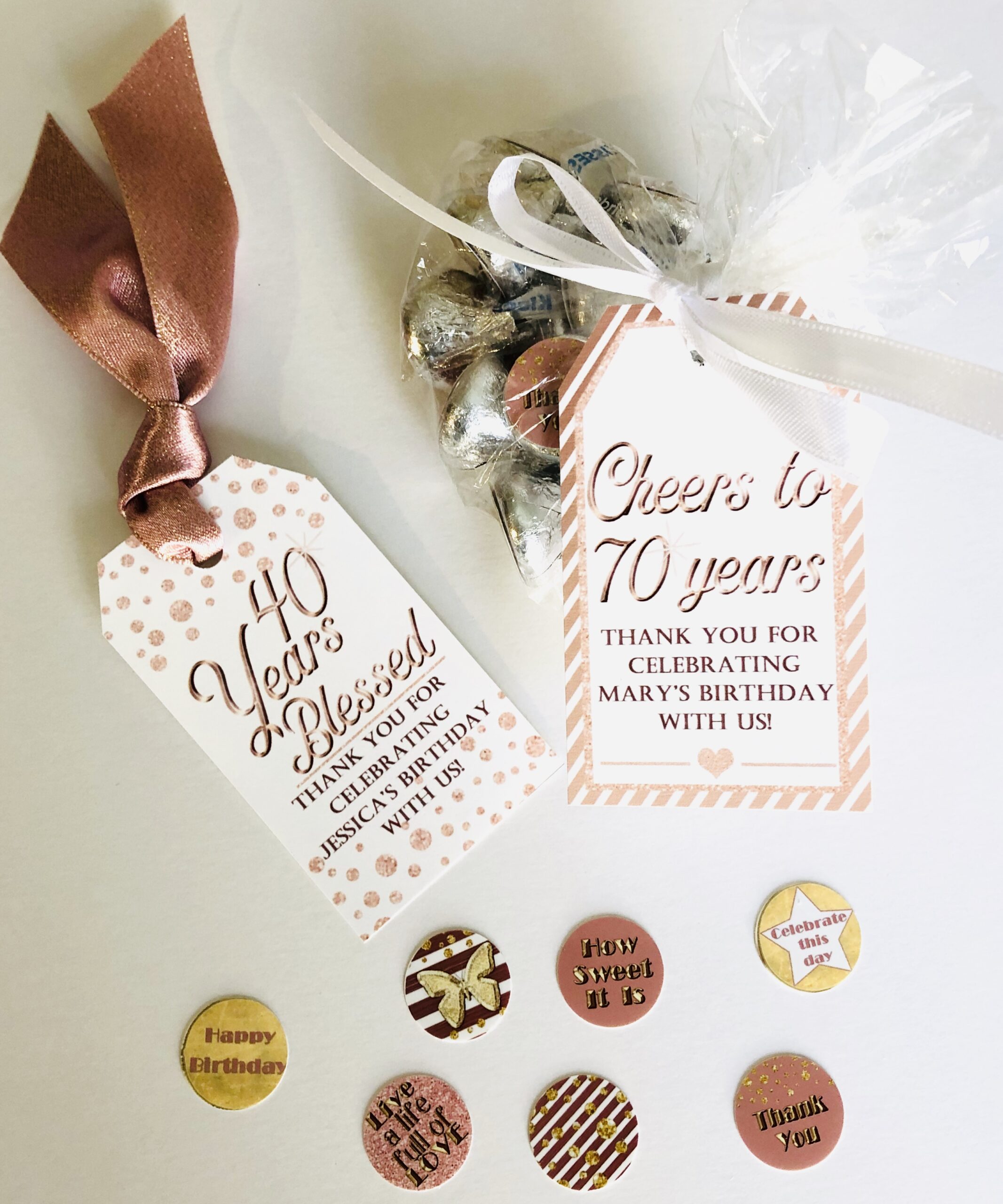 70th birthday Chocolate Kiss Printable Labels, 70th birthday party favors - Baer Design Studio