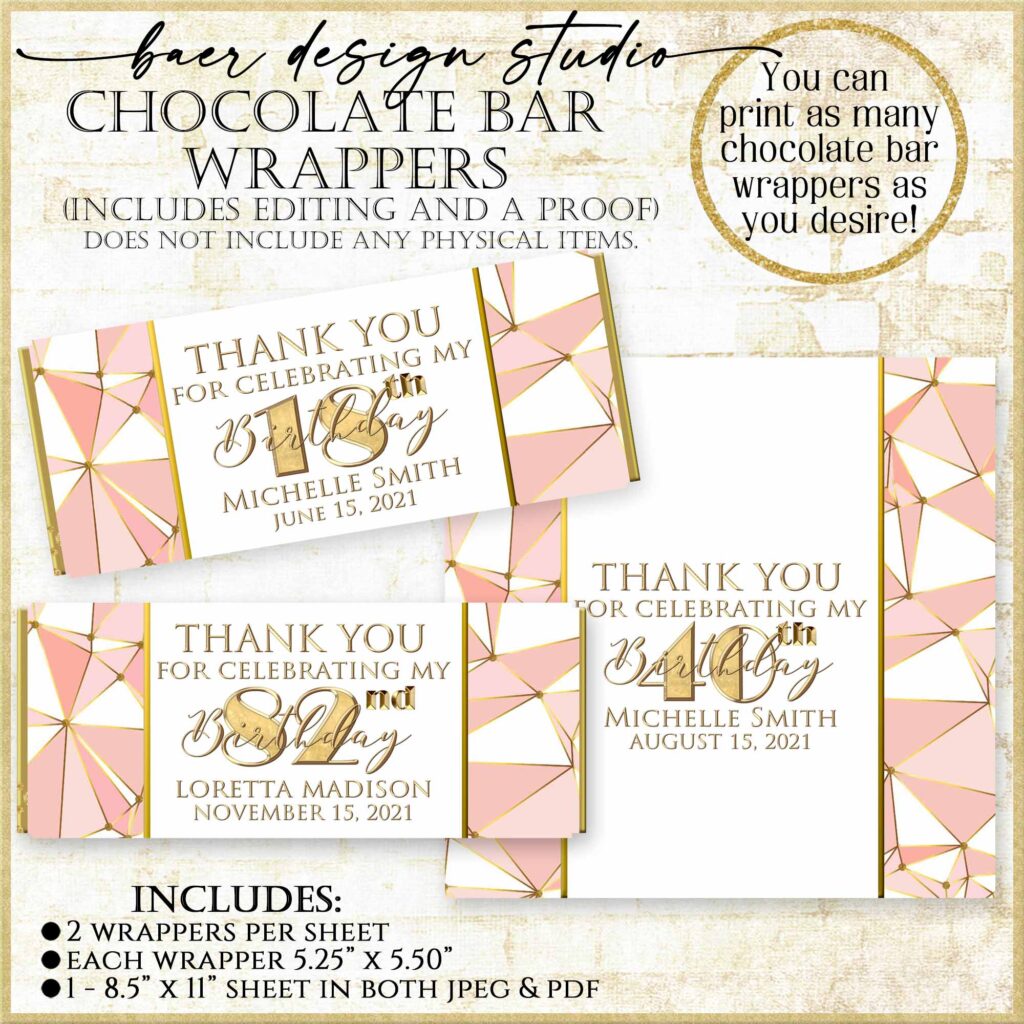 Rose Gold Hershey candy bar wrapper