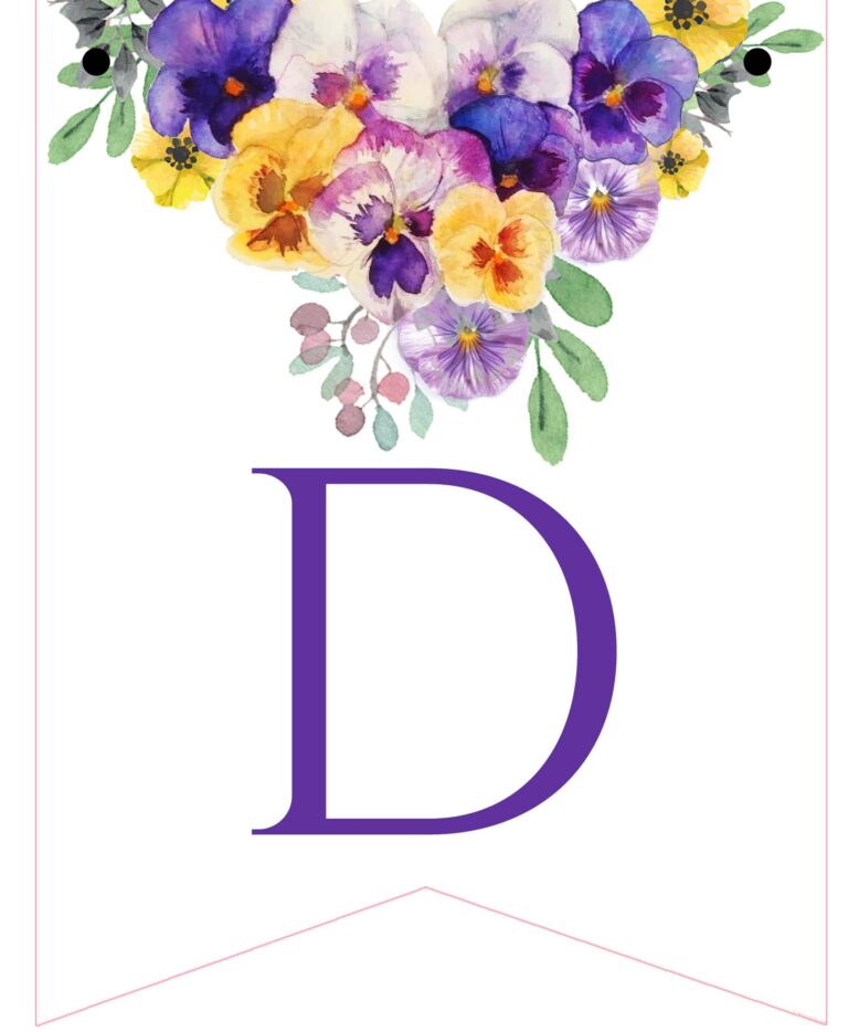 Printable Banner Letters:Years Blessed, Pansy Banner, Instant Download ...