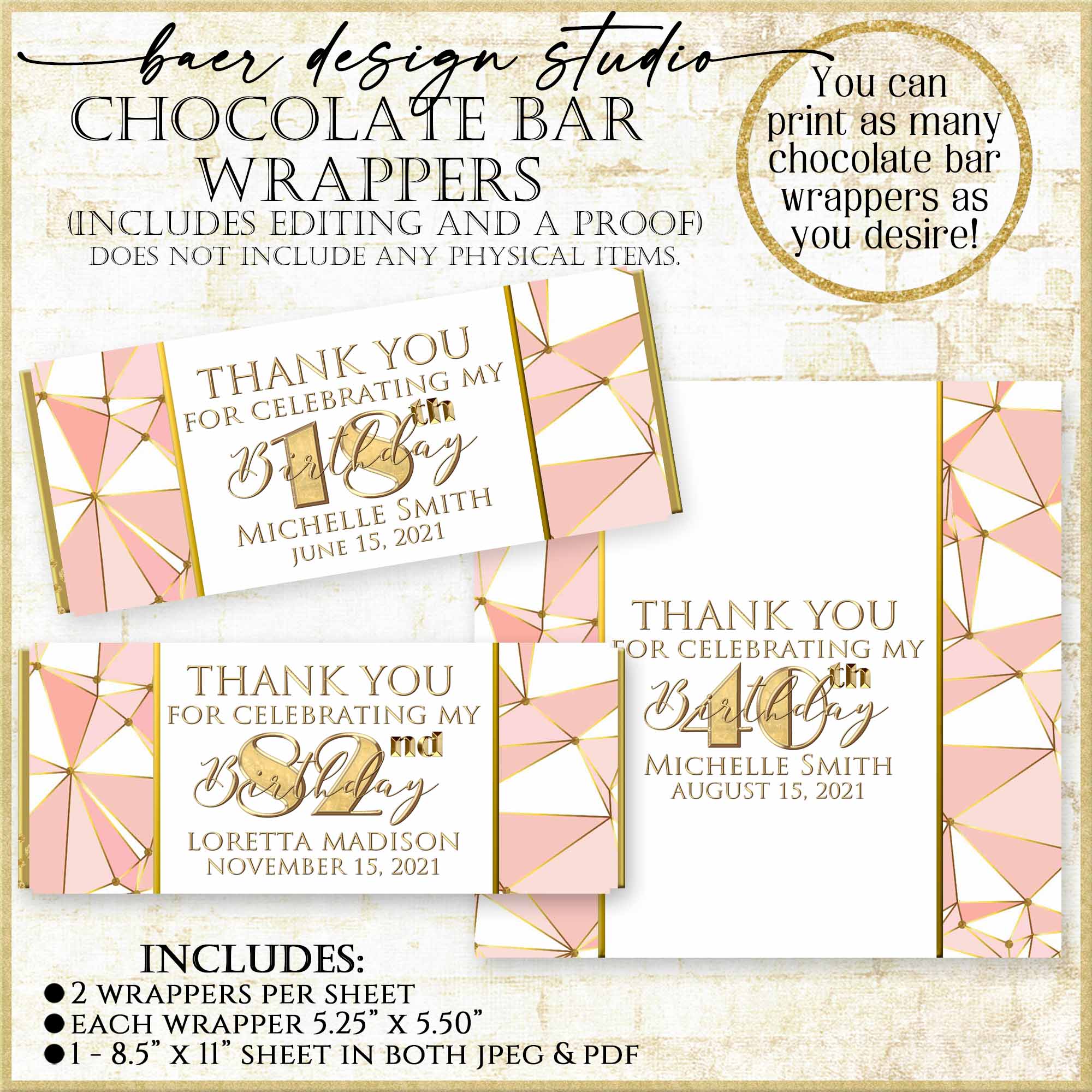 How to Make Printable Candy Bar Wrappers in 5 easy steps - Baer Design ...