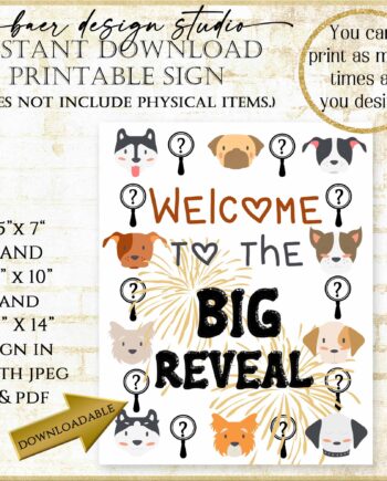 Breed Reveal Dog Party Sign