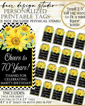 Sunflower Cheers Printable Tag