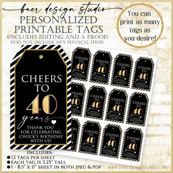 Black and Gold Personalized Tag