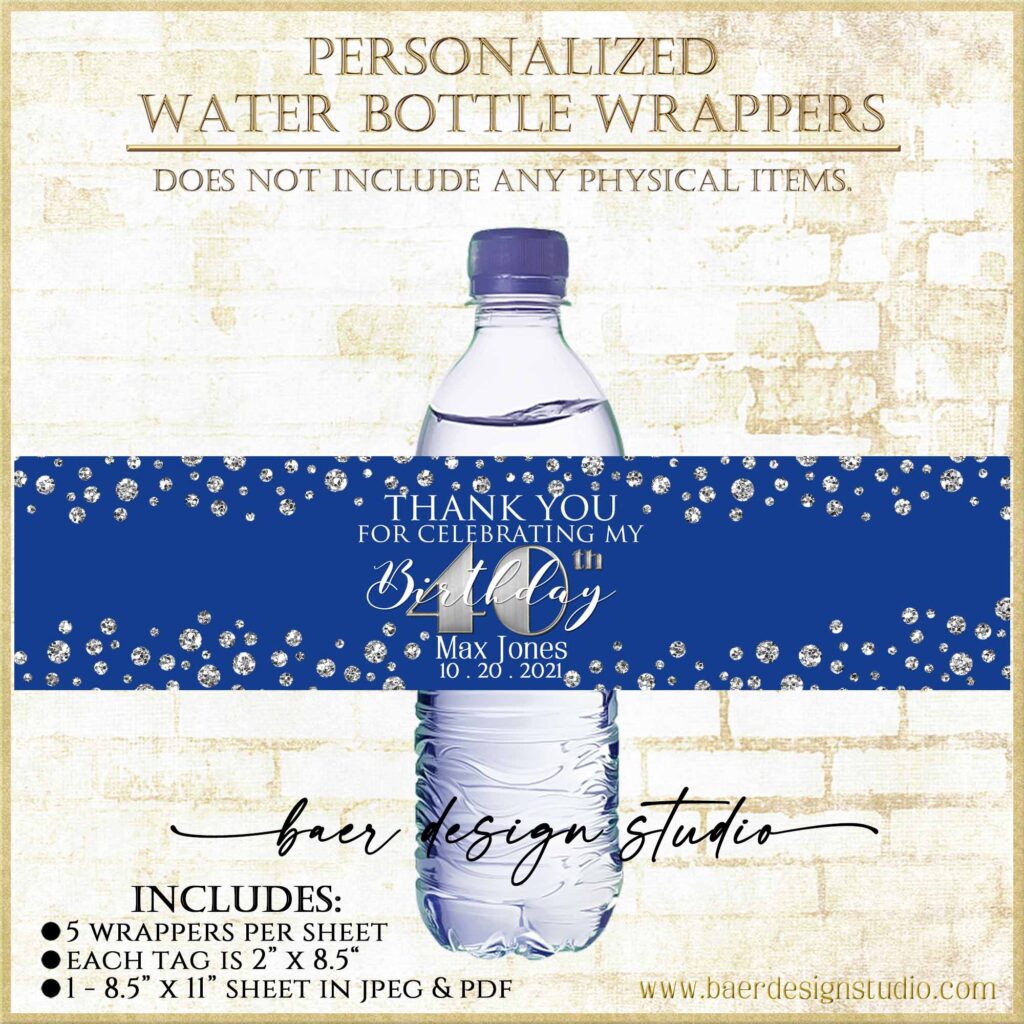 Fountain of Youth Water Bottle Label Personalized, Printable Water Wrapper  102720 - Baer Design Studio