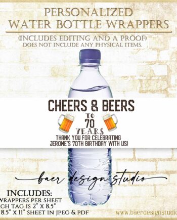 Cheers and Beers Water Bottle Label