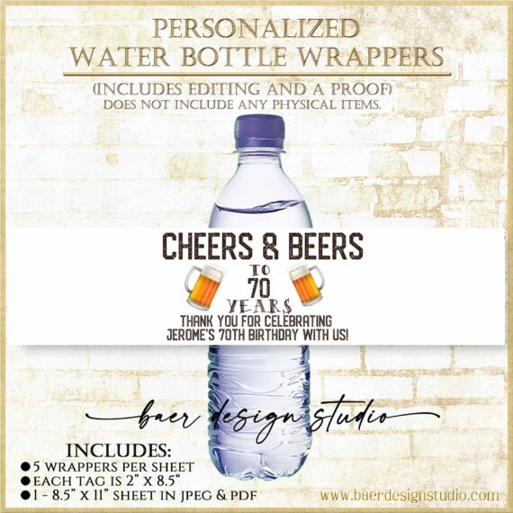 Cheers and Beers Water Bottle Label