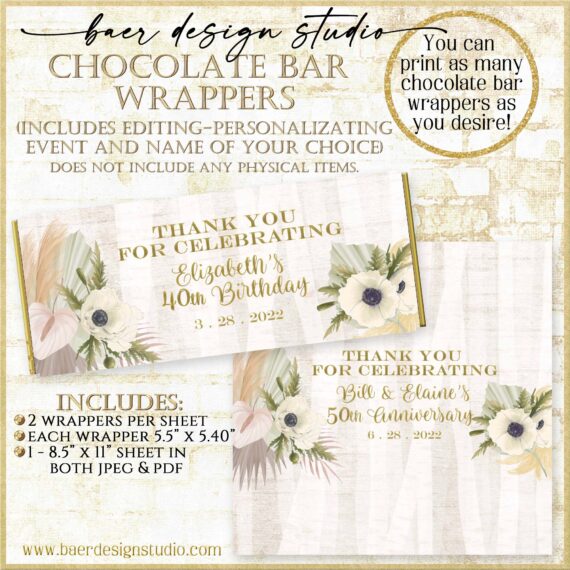 the Floral Candy Bar Wrappers: