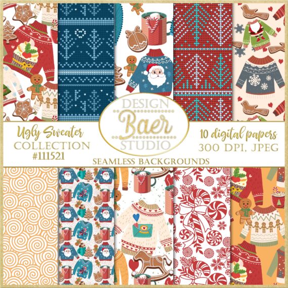Ugly Christmas Sweater Digital Paper