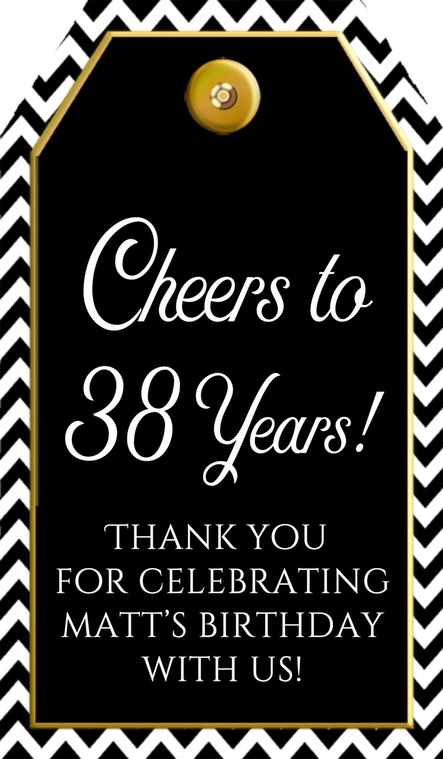 Cheers to Printable Tags Thank You, Easy Personalized Black and White ...