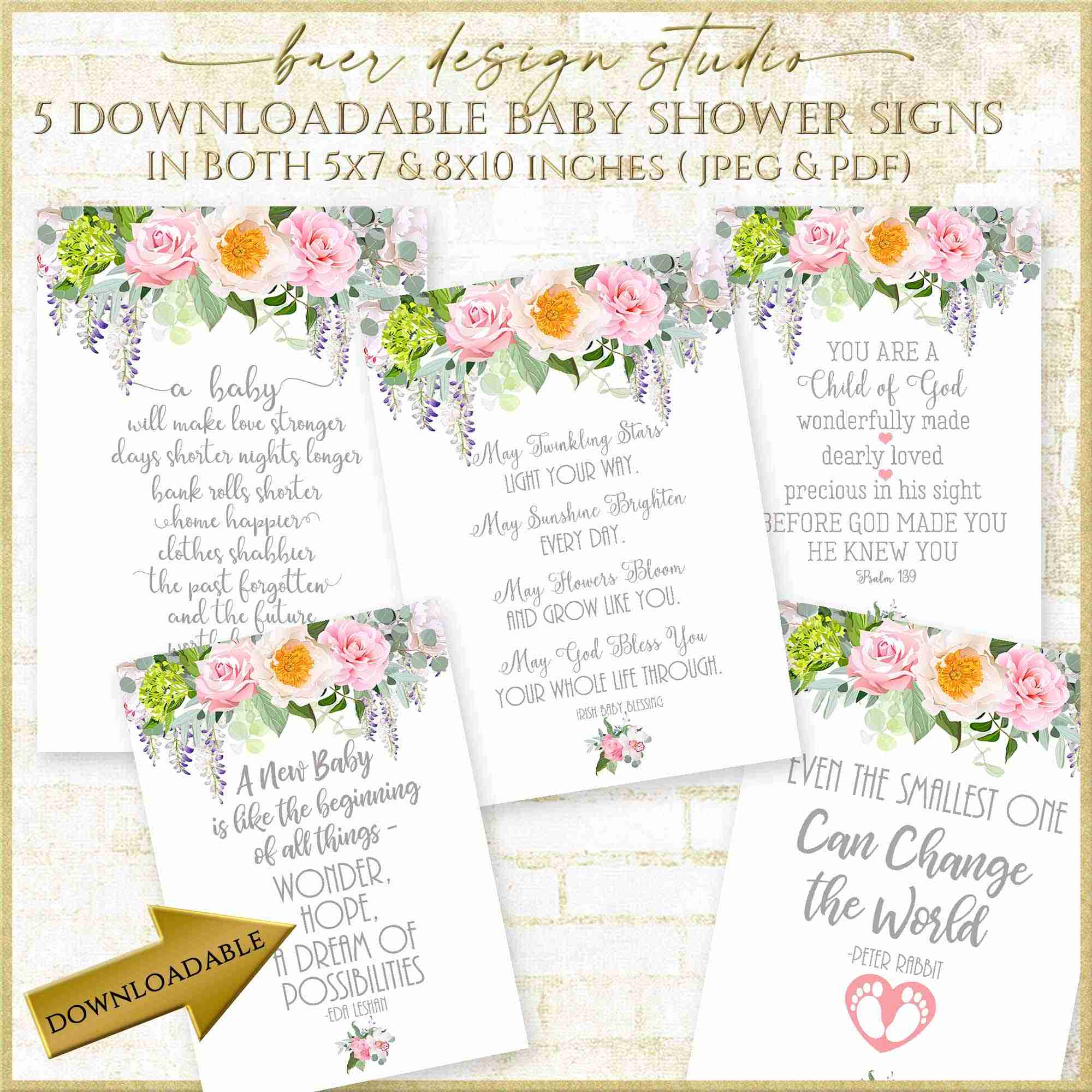 NEW Printable Baby Quotes Signs for Baby Shower, Instant Download Sweet  Baby Sayings 72122 - Baer Design Studio