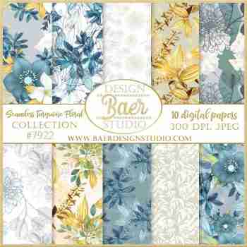 Dusty Blue Floral Seamless Paper