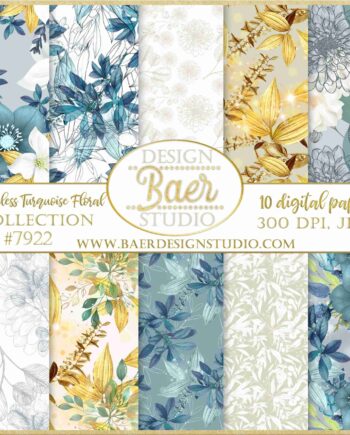 Dusty Blue Floral Seamless Paper
