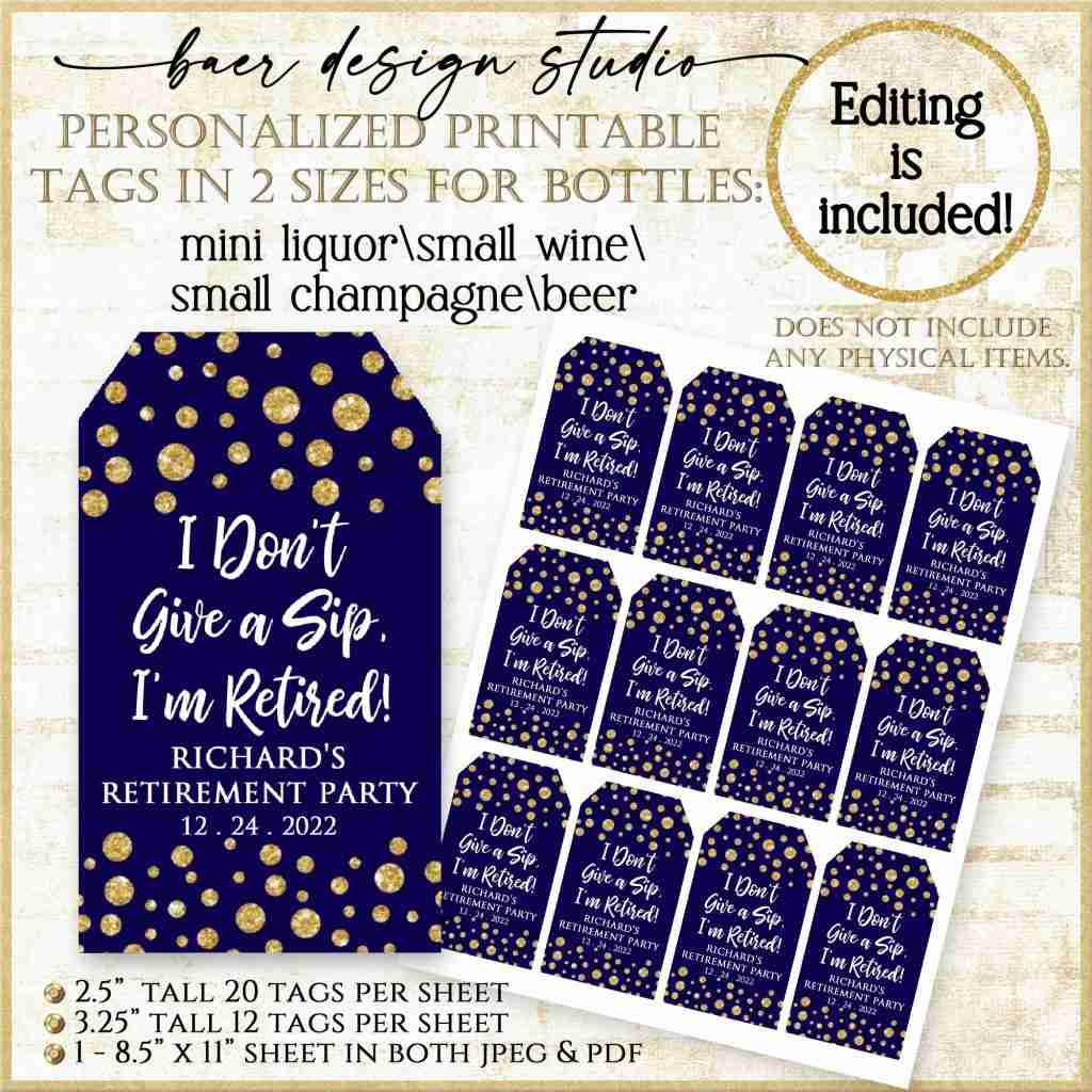 Navy and Gold Retirement Tag