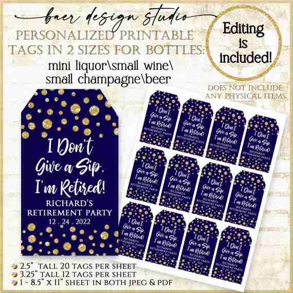 Navy and Gold Retirement Tag