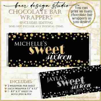 Sweet 16 Chocolate Bar wrapper
