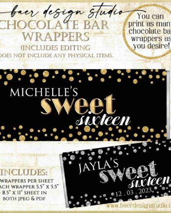 Sweet 16 Chocolate Bar wrapper