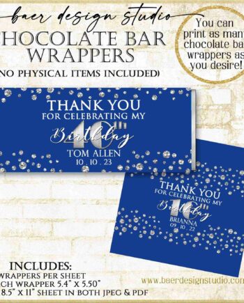 Royal Blue and Silver Candy Bar