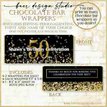 Black and Gold Candy Bar Wrapper