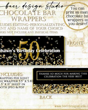 Black and Gold Candy Bar Wrapper