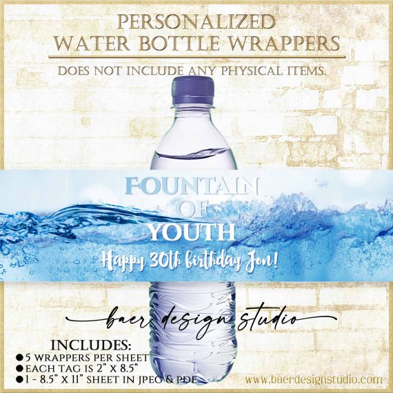 Fountain of Youth Water Bottle Label