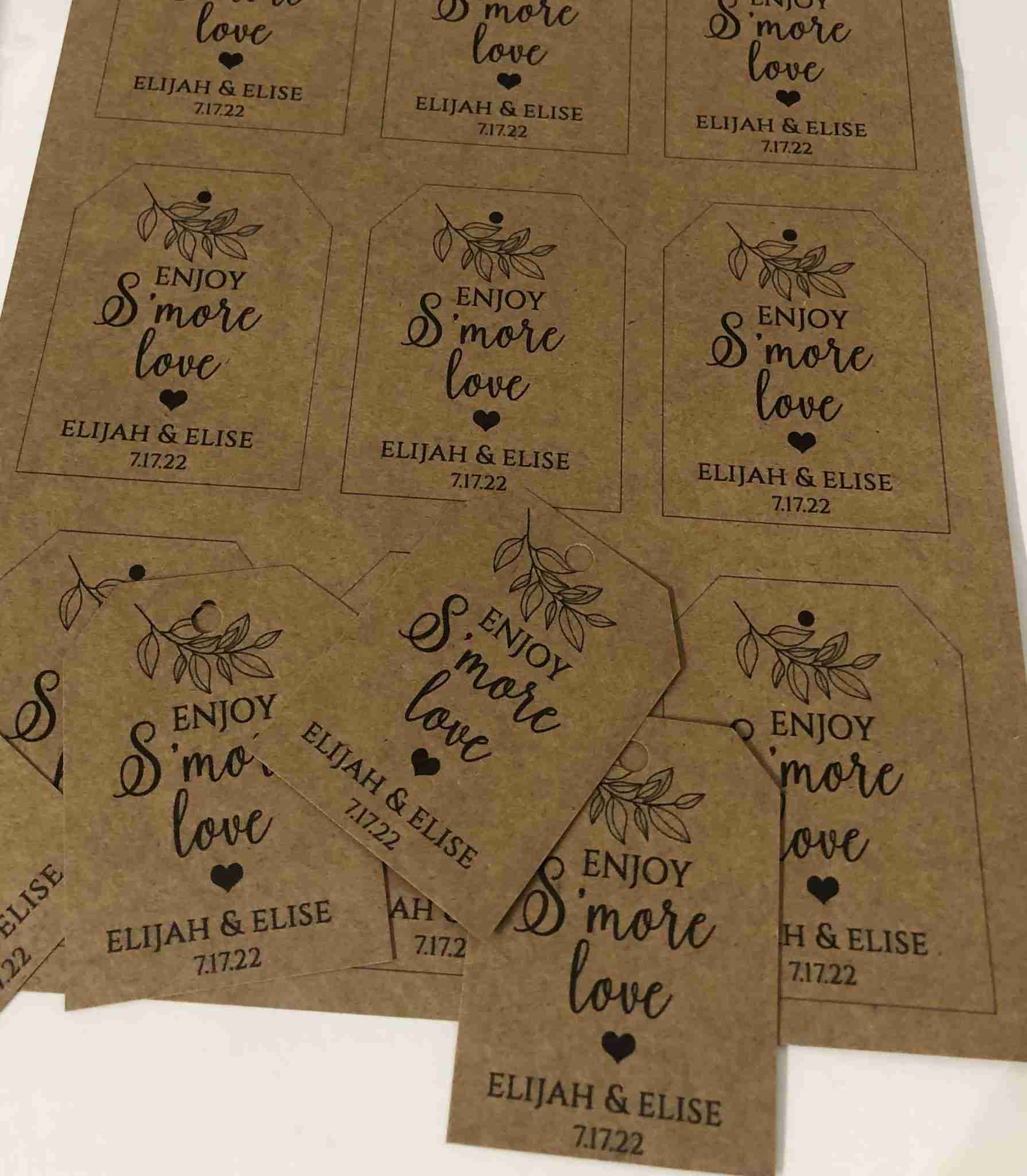 Smore Love Party Favors Tags:Printable Tag include personalization 9522 ...
