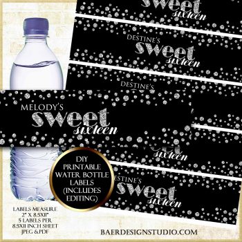 Sweet 16 water bottle label
