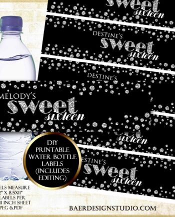 Sweet 16 water bottle label