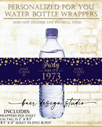 Blue and Gold waterbottle label