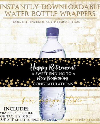 retirement water bottle labels