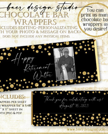 retirement candy bar wrapper with photo
